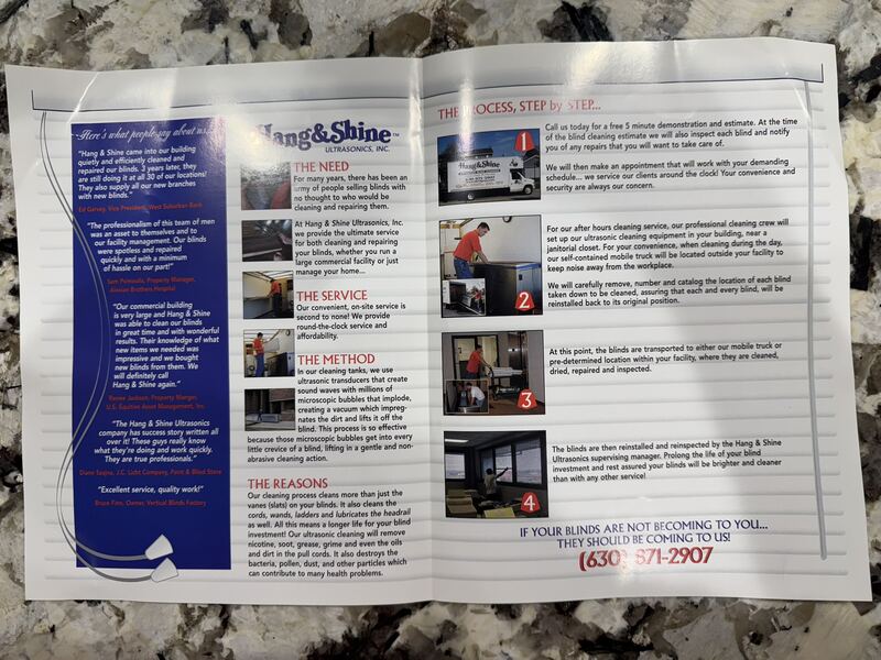 The first Hang and Shine brochure, printed in 1998
