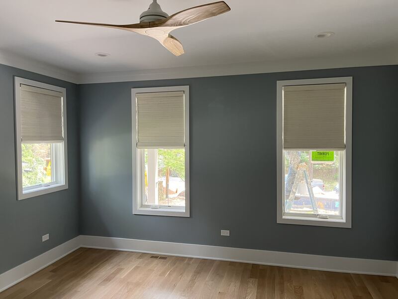 Hunter Douglas Provenance Woven Woods with Blackout Liner.